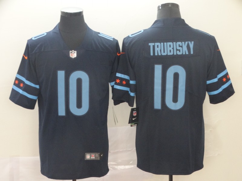 Men's Chicago Bears Mitch Trubisky #10 Navy Jersey City Edition